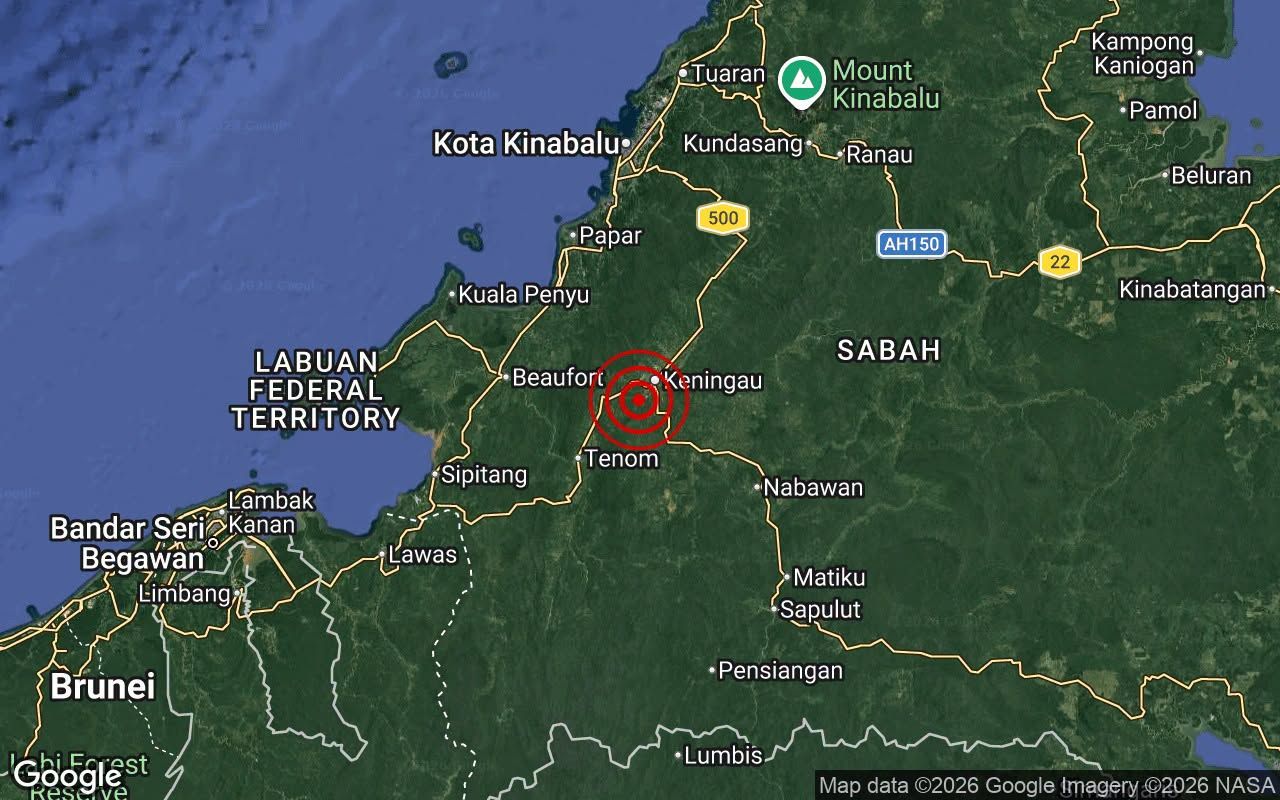 Gempa bumi 3.4 magnitud gegar Keningau